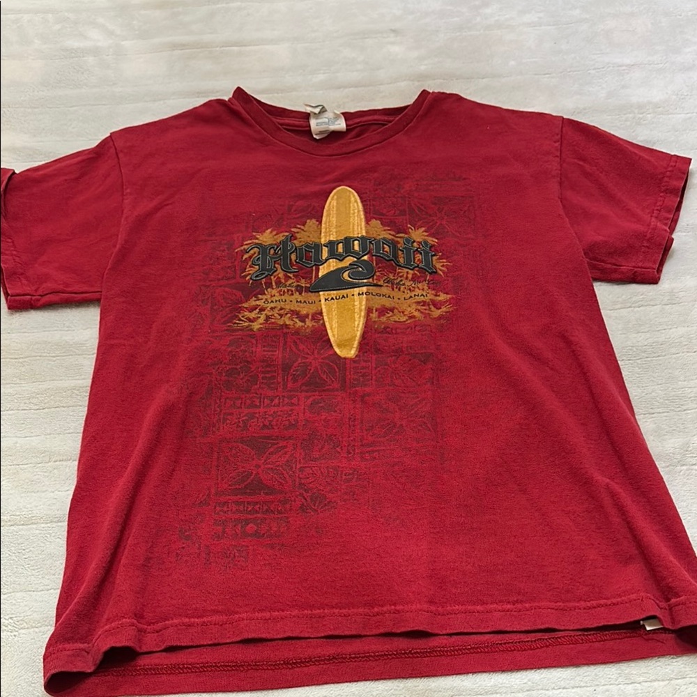 Vibrant Red Short Sleeve Surf Graphic Tee